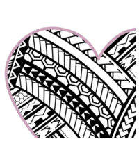 Polynesian heart pink border - Baby Bib Design