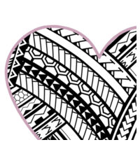 Polynesian heart pink border - Baby Bib 2 Design
