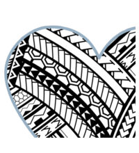 Polynesian heart blue border - Baby Bib Design