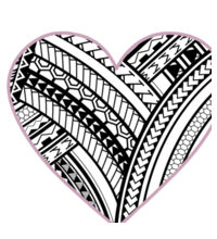 Polynesian heart pink border - Mug Design