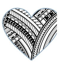 Polynesian heart blue border - Mug Design