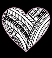 Polynesian heart pink border - Womens Crop Hood Design
