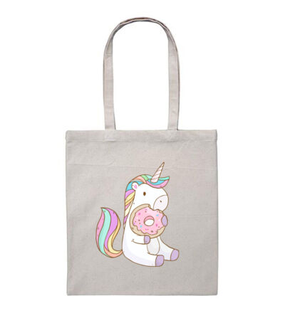 Unicorn and Doughnut - Heavy Duty Canvas Tote Bag Thumbnail