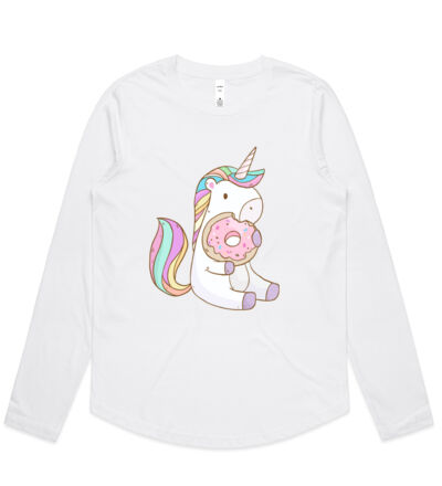 Unicorn and Doughnut - Womens Curve Longsleeve Tee Thumbnail
