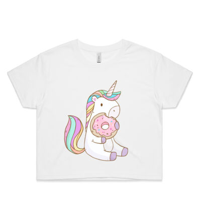 Unicorn and Doughnut - Womens Crop Tee Thumbnail