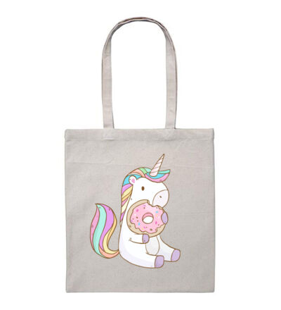 Unicorn and Doughnut - Heavy Duty Canvas Tote Bag Thumbnail
