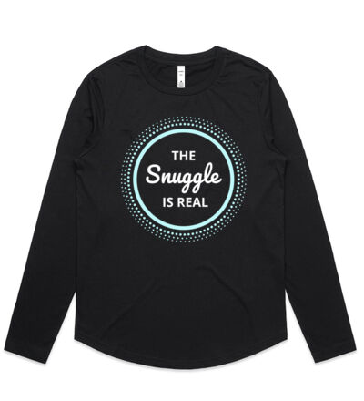 The snuggle is real (white text) - Womens Curve Longsleeve Tee Thumbnail