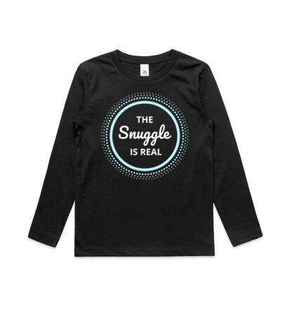 The snuggle is real (white text) - Kids Longsleeve Tee Thumbnail