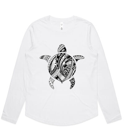 Polynesian Turtle - Womens Curve Longsleeve Tee Thumbnail