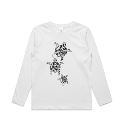 Polynesian Turtle Family - Kids Longsleeve Tee Thumbnail