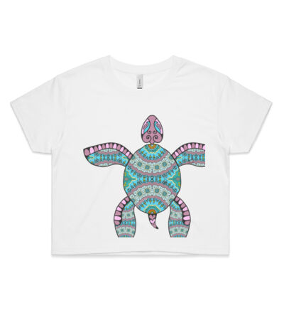 Turquoise Turtle - Womens Crop Tee Thumbnail