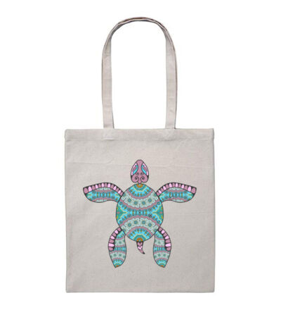 Turquoise Turtle - Heavy Duty Canvas Tote Bag Thumbnail