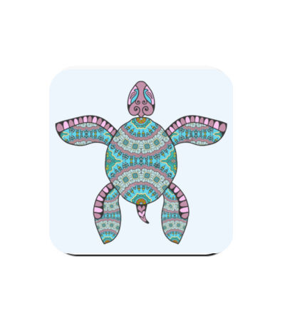 Turquoise Turtle - Coaster - Square Hardboard Thumbnail