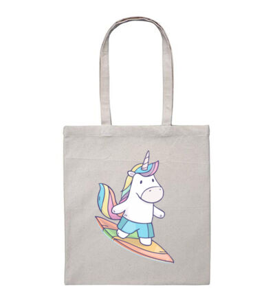 Surfing Unicorn - Heavy Duty Canvas Tote Bag Thumbnail