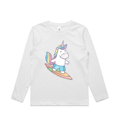 Surfing Unicorn - Kids Longsleeve Tee Thumbnail