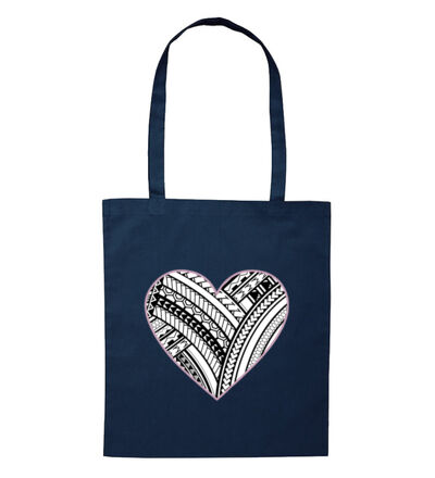 Polynesian heart pink border - Tote Bag Thumbnail