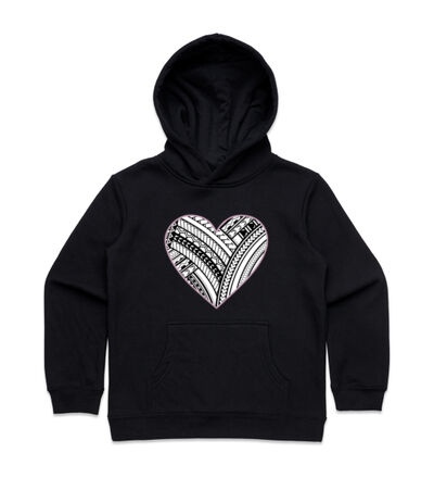 Polynesian heart pink border - Kids Supply Hoodie Thumbnail
