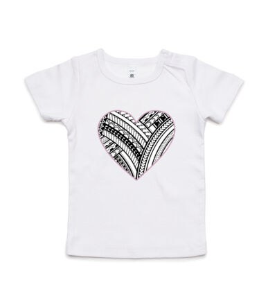Polynesian heart pink border - Kids Wee Tee Thumbnail