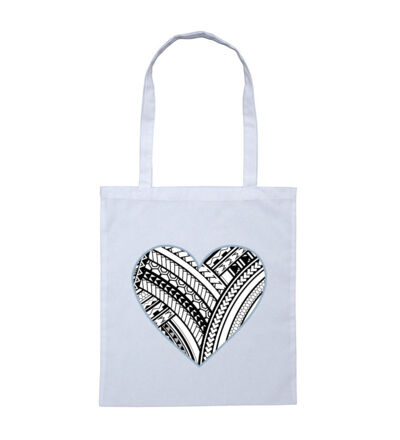 Polynesian heart blue border - Tote Bag Thumbnail