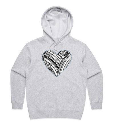 Polynesian heart blue border - Womens Premium Hood Thumbnail