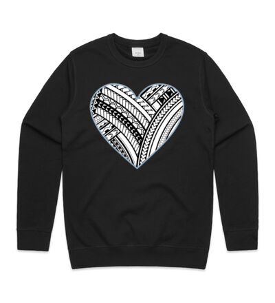 Polynesian heart blue border - Mens Premium Crew Thumbnail