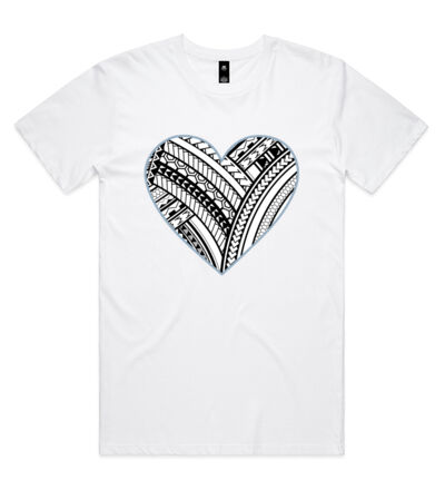 Polynesian heart blue border - Mens Staple T shirt Thumbnail