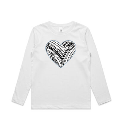 Polynesian heart blue border - Kids Longsleeve Tee Thumbnail