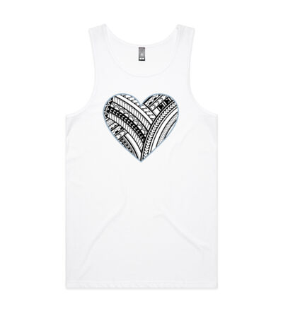 Polynesian heart blue border - Mens Lowdown Singlet Thumbnail