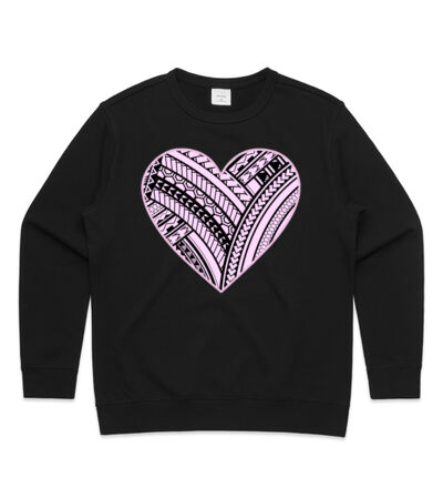 Pink Polynesian heart - Womens Premium Crew Thumbnail