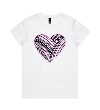 Pink Polynesian heart - Womens Maple Tee Thumbnail