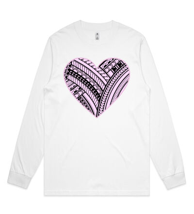 Pink Polynesian heart - Mens General Long Sleeve Tee Thumbnail