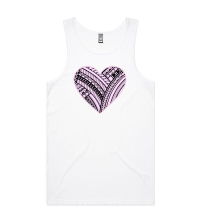 Pink Polynesian heart - Mens Lowdown Singlet Thumbnail
