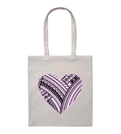 Pink Polynesian heart - Heavy Duty Canvas Tote Bag Thumbnail