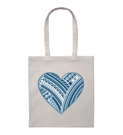 Green Polynesian heart - Heavy Duty Canvas Tote Bag Thumbnail