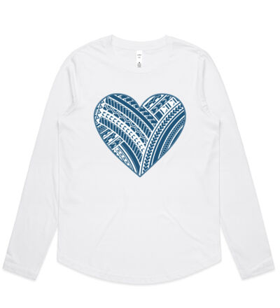 Green Polynesian heart - Womens Curve Longsleeve Tee Thumbnail