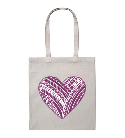 Purple Polynesian heart - Heavy Duty Canvas Tote Bag Thumbnail
