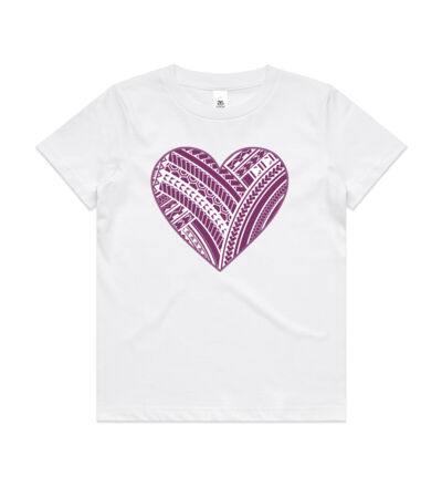 Purple Polynesian heart - Kids Youth T shirt Thumbnail