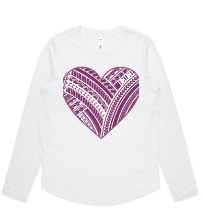 Purple Polynesian heart - Womens Curve Longsleeve Tee Thumbnail