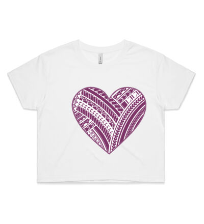 Purple Polynesian heart - Womens Crop Tee Thumbnail