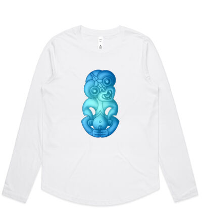 Blue Green Hei Tiki - Womens Curve Longsleeve Tee Thumbnail